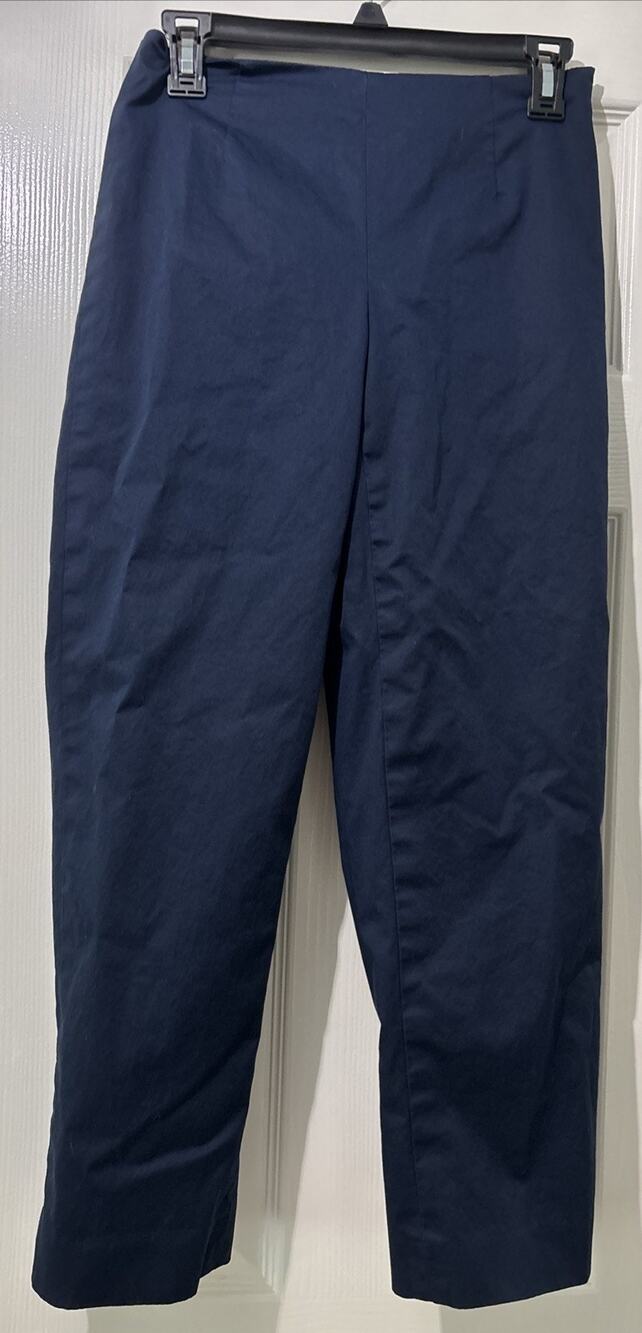 Talbots Petites Stretch Navy Chino Pants Size 2P Straight Leg Flat Front